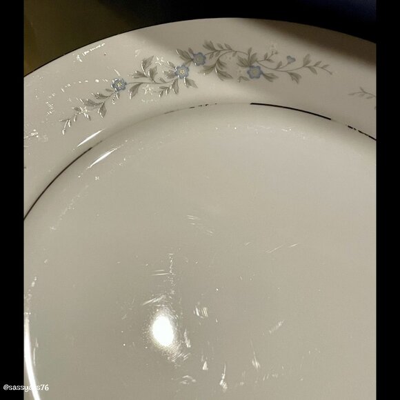 ▪️VTG▪️FORGET-ME-NOT▪️4 Piece 10.25" Blue Gray Floral Platinum Fine China Plates - Picture 5 of 5